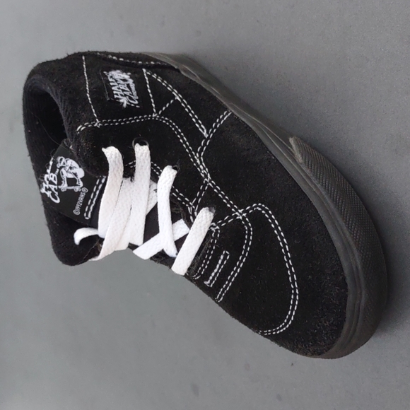 VANS HALF CAB BLACK/WHITE STITCH (TC6D) KIDS PROFESSIONAL SKATE BOARD SHOE - Picture 11 of 17